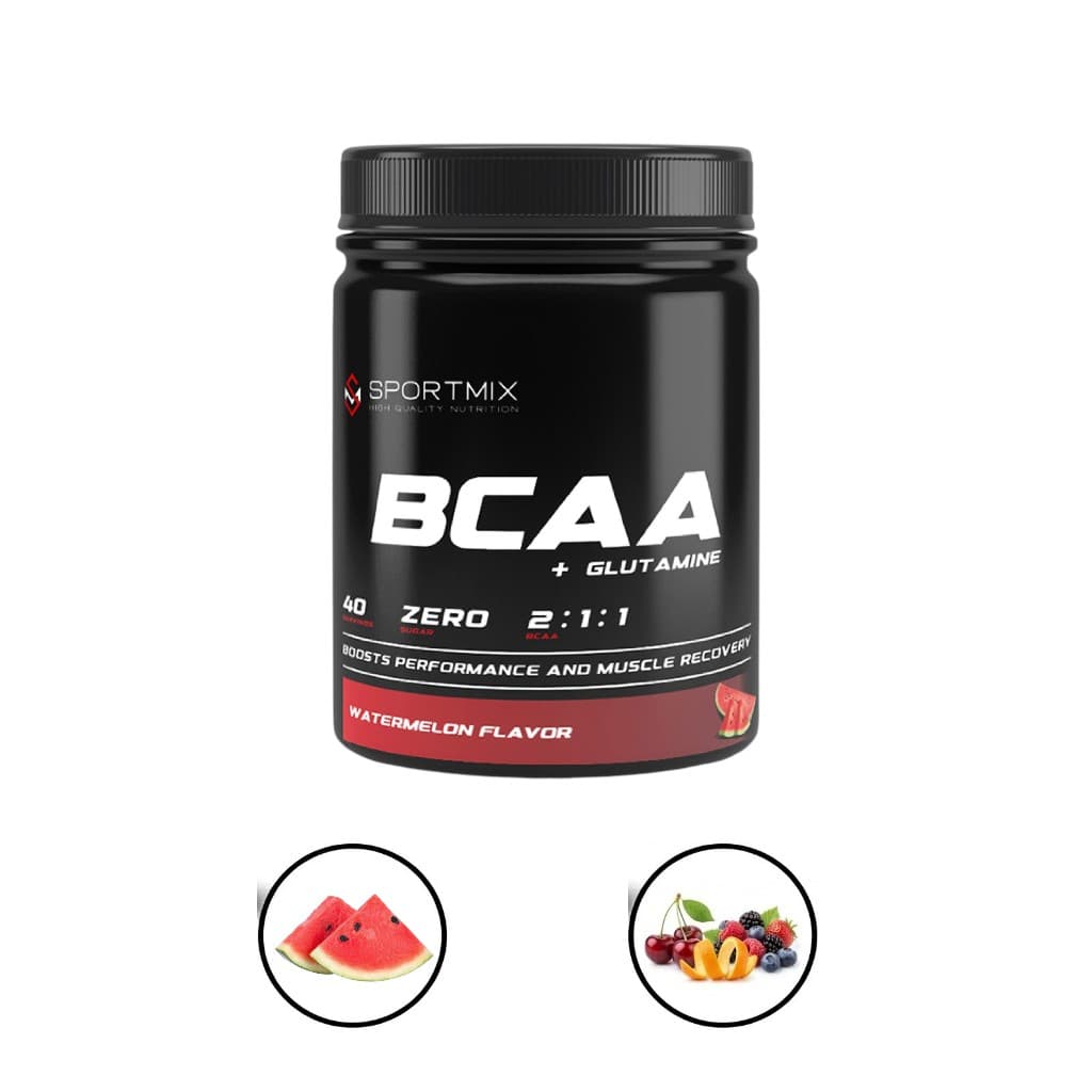 بي سي أي أي BCAA مع جلوتامين Glutamine من سبورت مكس Sportmix للاستشفاء العضلي 200 جرام 40 وجبة