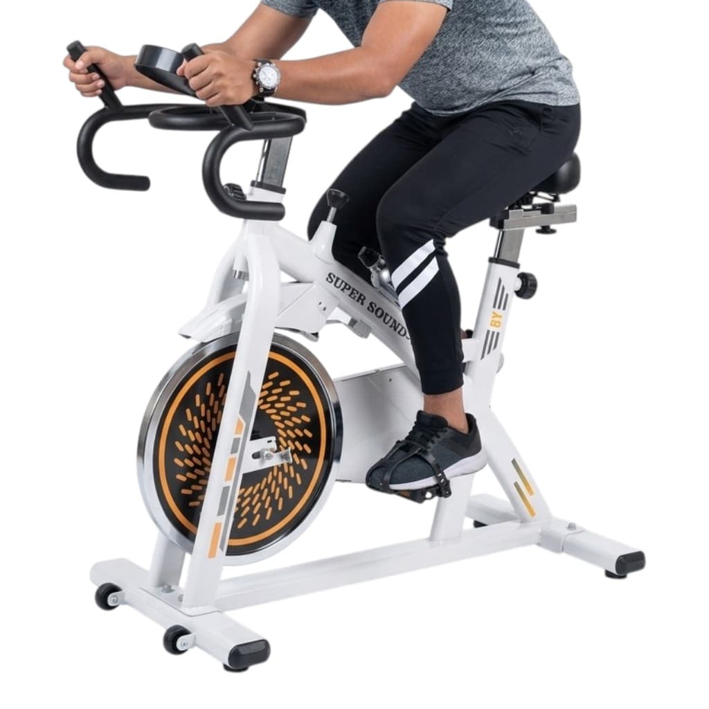 دراجة تمارين منزلية ثابتة Sports Fitness 5800 لحرق السعرات الحرارية بشاشة LCD ومقاومة قابلة للتعديل